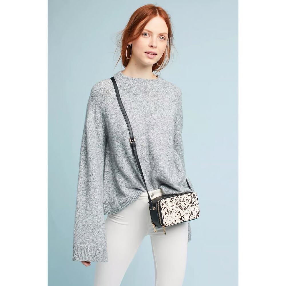 AG Adriano Goldschmied Noelle Metallic Wool Bell Sleeve Chunky Knit Sweater SZ L